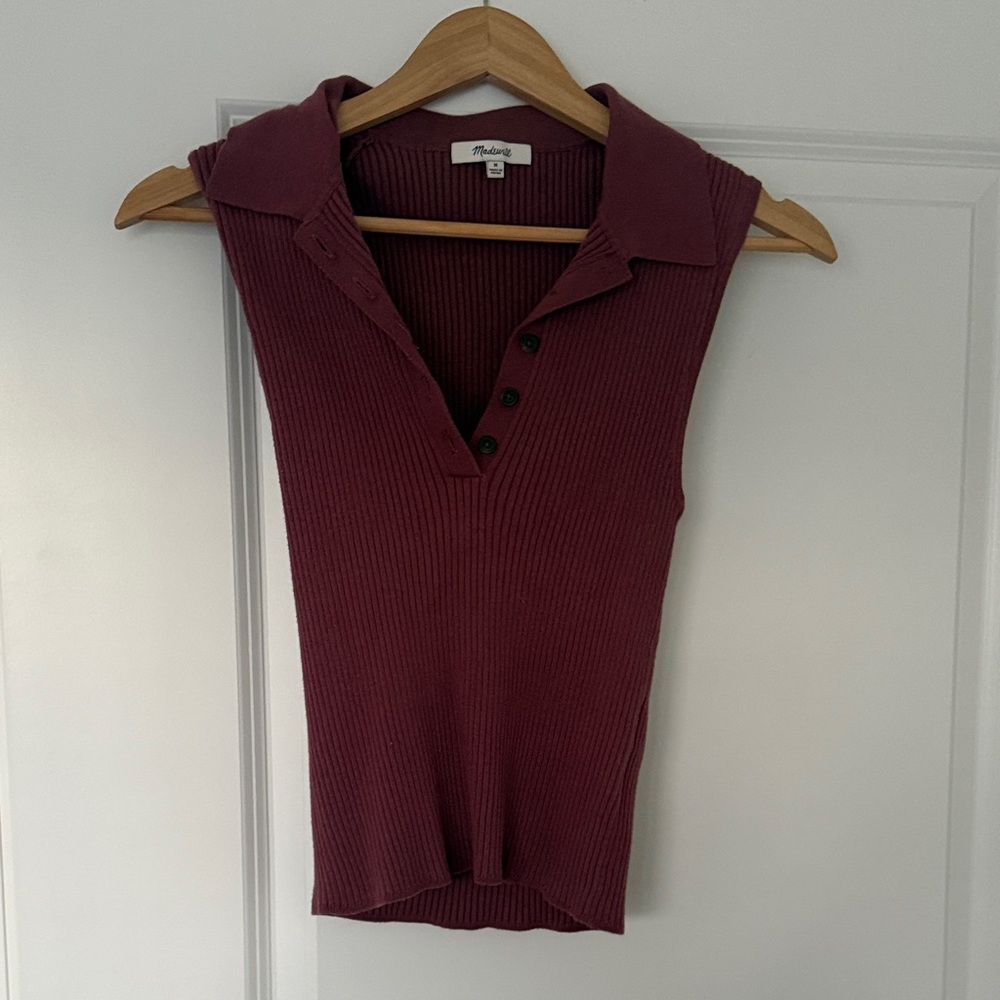 Madewell Burgundy Ribbed Sleeveless Sweater